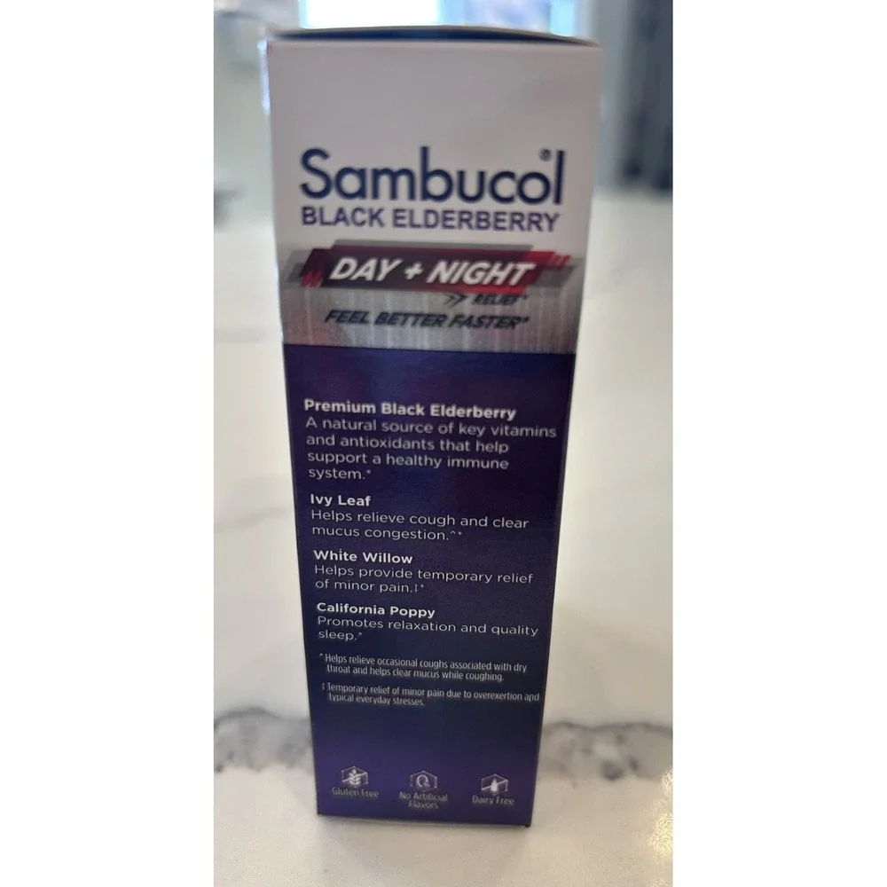 Sambucol Black Elderberry Day & Night Relief - Feel Better Faster, Cough & Mucus